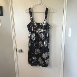 Vertigo Paris Navy Floral Vintage Baby Doll Dress with Pockets